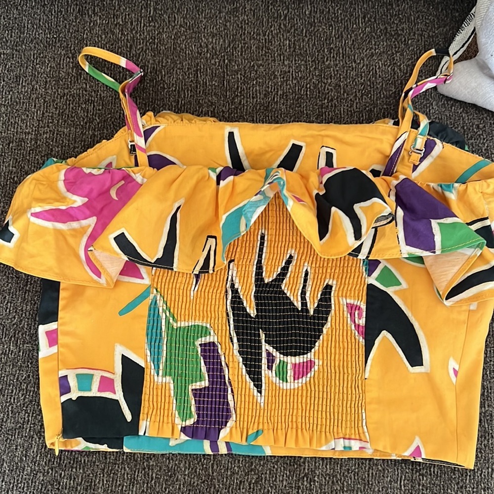Zara Printed Crop Sleeveless Boho Top Size M - Picture 4 of 11